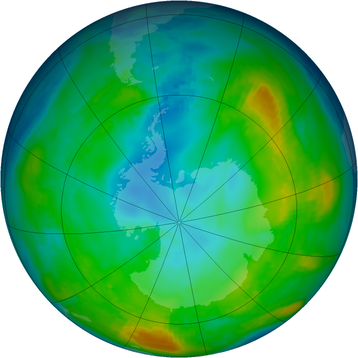 Antarctic ozone map for 19 May 1980
